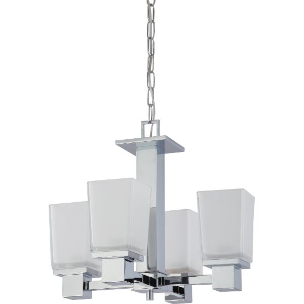 Nuvo Lighting 60/4005  Parker - 4 Light Chandelier with Sandstone Etched Glass in Polished Chrome Finish